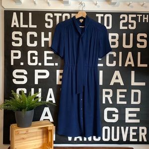 Aritzia Babaton 100% Silk Dress Navy Blue - XS